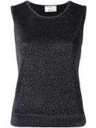 Allude Metallic Effect Knit Top, Women's, Size: Small, Blue, Nylon/polyester