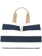 Dolce & Gabbana Striped Padlock Tote Bag, Women's, Blue, Cotton/calf Leather/nylon/polyester
