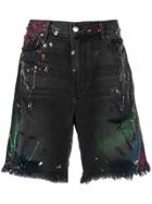 Amiri Frayed Denim Shorts - Black
