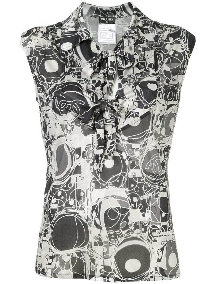Chanel Vintage Geometric Logo Sleeveless Top - Black
