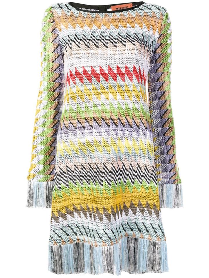 Missoni Fringe Embroidered Dress - White