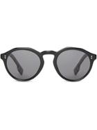 Burberry Eyewear Vintage Check Detail Round Frame Sunglasses - Black