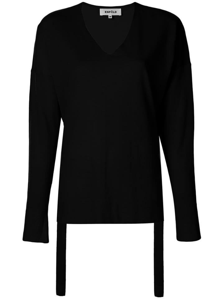 Enföld V-neck Jumper - Black