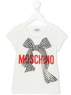 Moschino Kids Ribbon Print T-shirt, Girl's, Size: 6 Yrs, Nude/neutrals