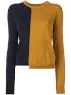 Maison Margiela Asymmetric Colour Block Jumper, Size: Small, Brown, Cotton