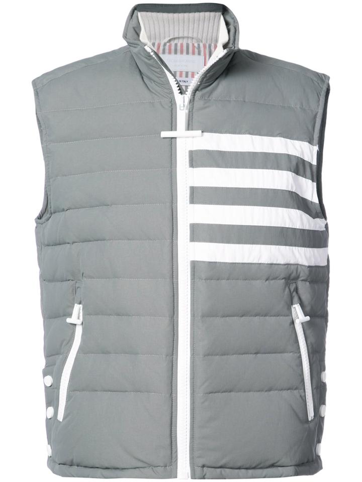 Thom Browne Downfilled Funnel Collar Ski Vest With 4-bar Stripe In