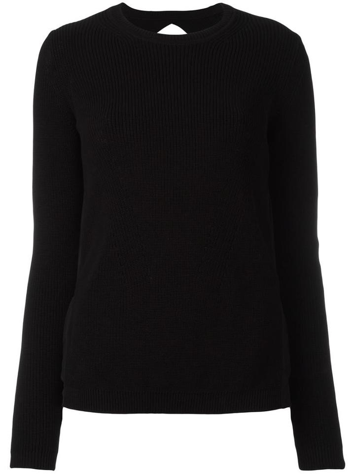 No21 Sheer Ruffled Back Jumper, Women's, Size: 42, Black, Cotton/acetate/silk