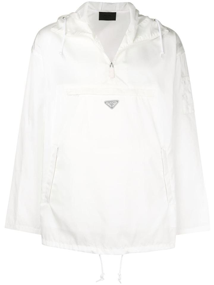 Prada Hooded Nylon Windbreaker Jacket - White
