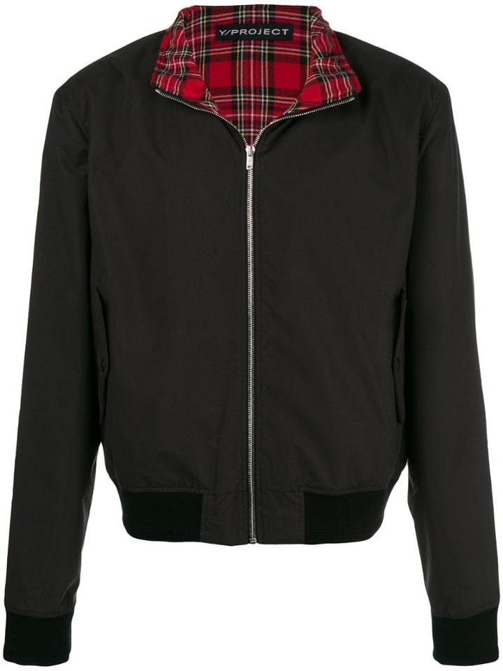 Y/project Plaid Layer Bomber Jacket - Black