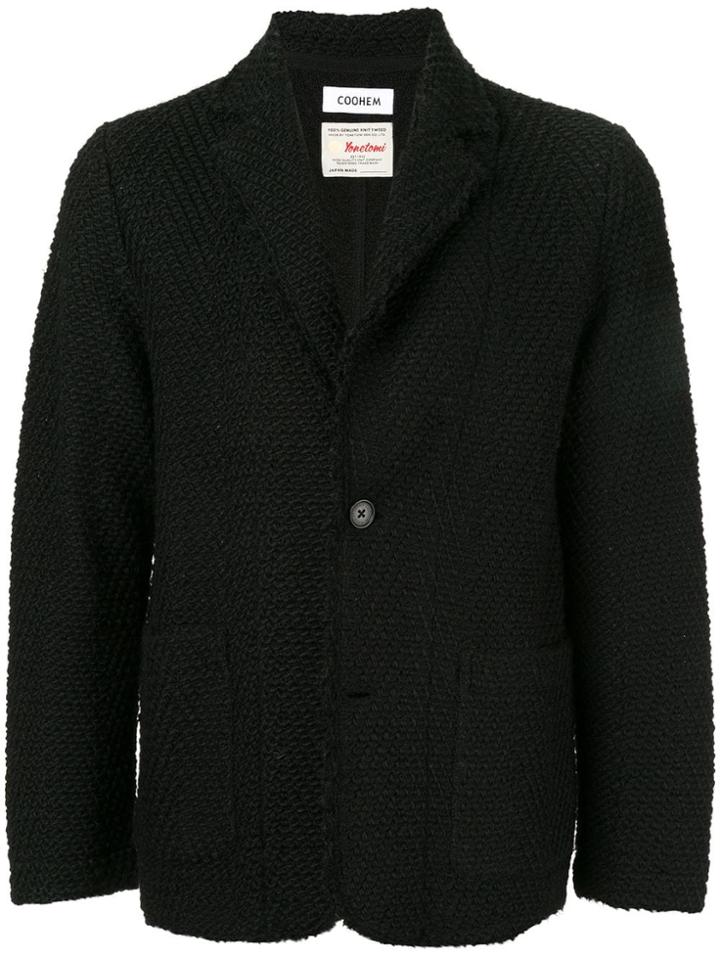 Coohem Shadow Herringbone Tweed Jacket - Black
