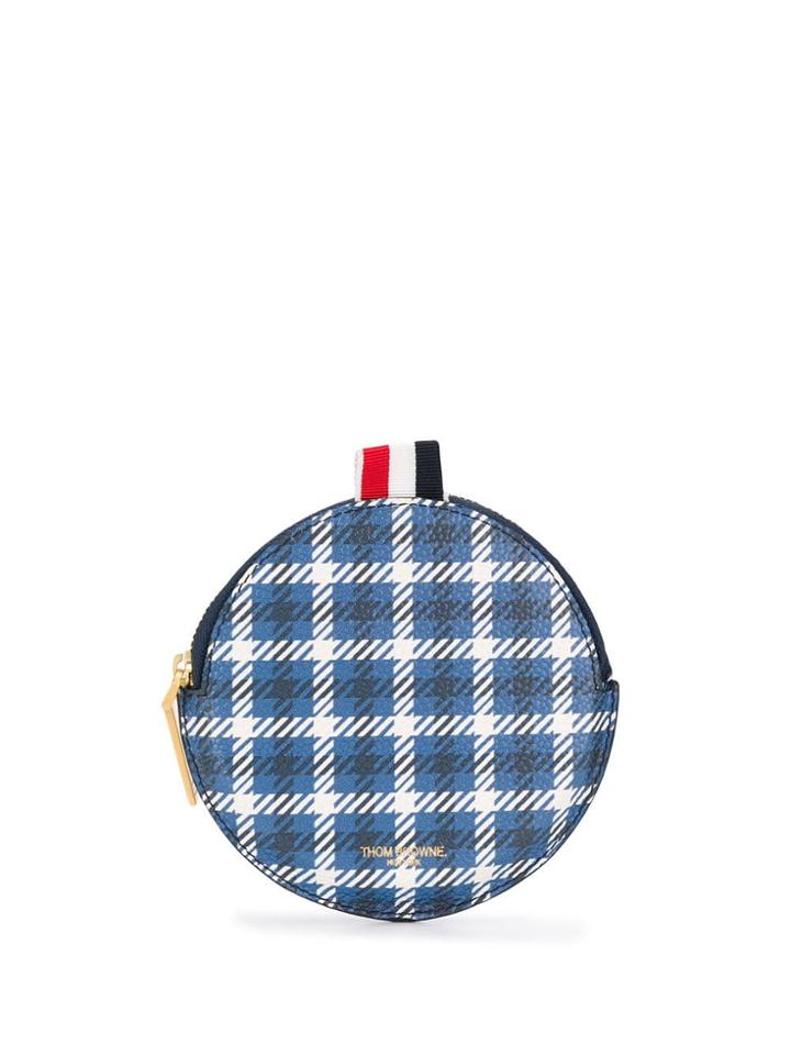 Thom Browne Gun Check Tartan Round Belt Purse - Blue