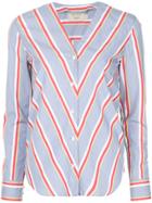 Maison Kitsuné Contrast Stripe Blouse - Blue