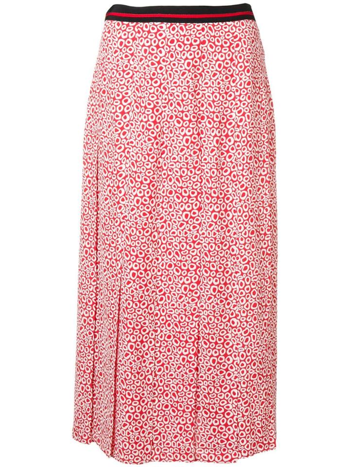 Paule Ka Pleated Midi Skirt - Red