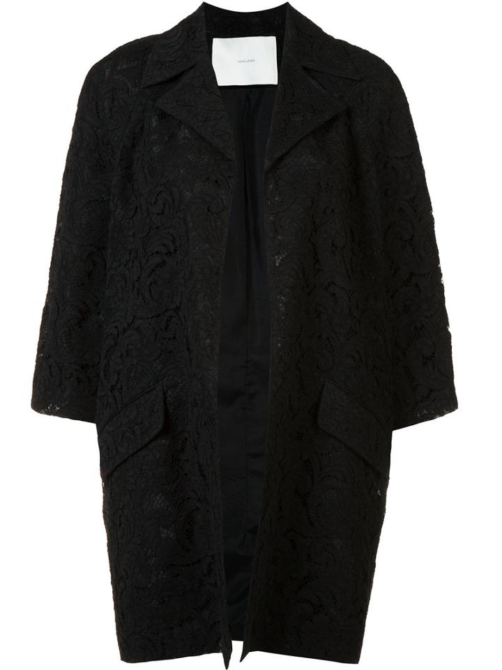 Adam Lippes Three-quarter Sleeve Coat, Women's, Size: Xs, Black, Cotton