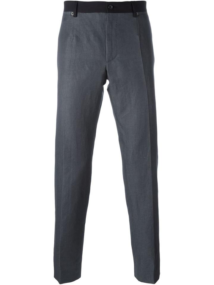Dolce & Gabbana Slim Fit Trousers, Men's, Size: 48, Grey, Cotton/linen/flax