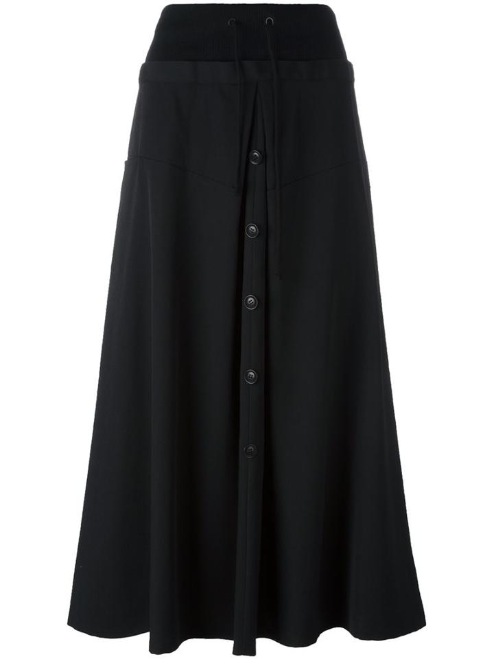 Y's Button Front Skirt, Women's, Size: 3, Black, Wool