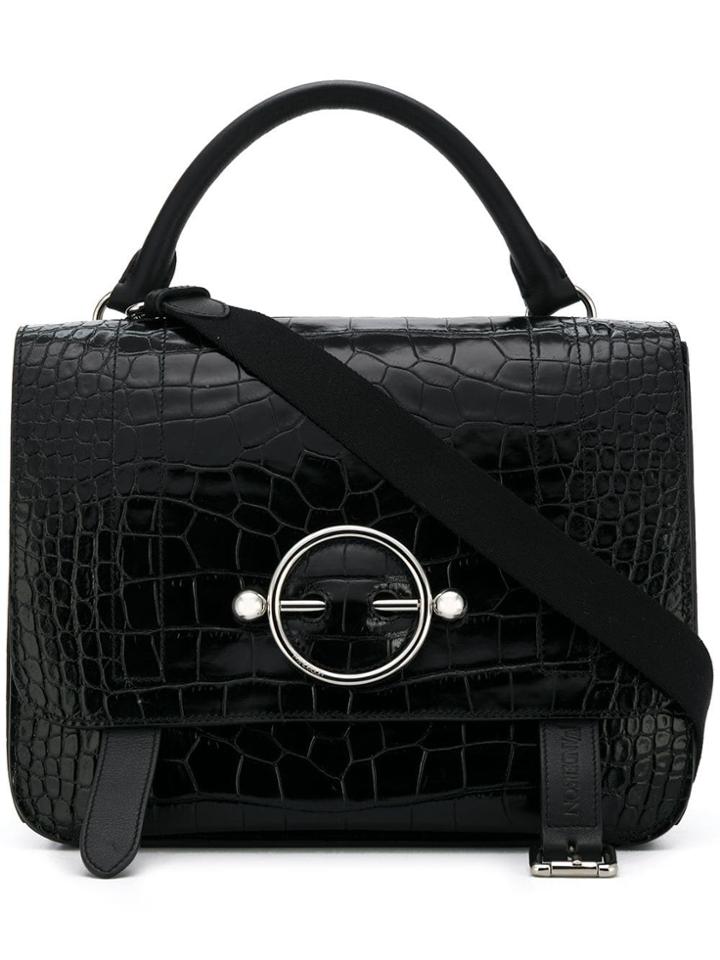 Jw Anderson Embossed Square Tote Bag - Black