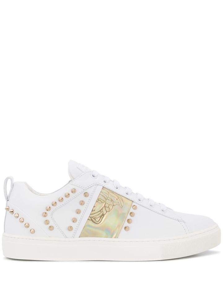 Versace Collection Stud-embellished Sneakers - White