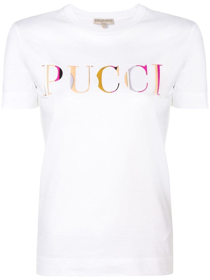 Emilio Pucci White Guanabana Print Logo T-shirt
