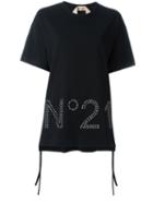 No21 Studded Logo T-shirt, Women's, Size: 42, Black, Cotton/pvc