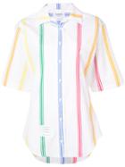 Thom Browne Cuban Polo Collar Blouse In Small Mods Stripe Poplin -
