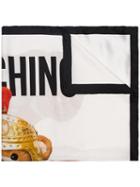 Moschino Roman Bear Print Scarf - 1001 Black White Multi