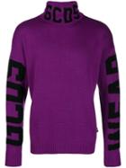 Gcds Logo Print Turtleneck Sweater - Purple