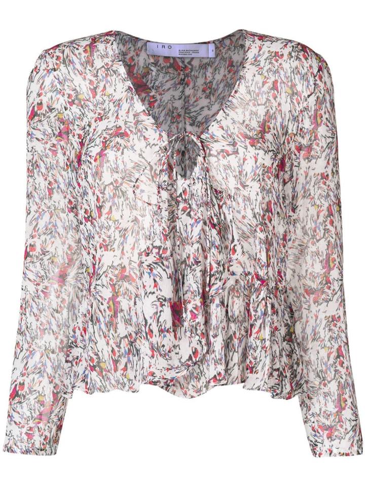 Iro Patterned Ruffled Blouse - White