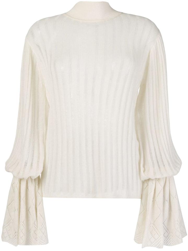 Michel Klein Pleated Knit Jumper - White