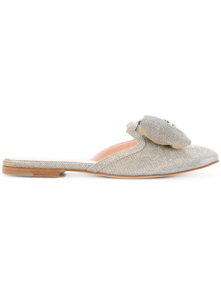 Oscar De La Renta Studded Detail Slippers - Metallic
