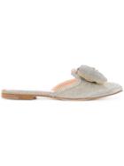 Oscar De La Renta Studded Detail Slippers - Metallic