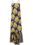 Suno Floral Print Maxi Dress, Women's, Size: 4, Blue, Silk