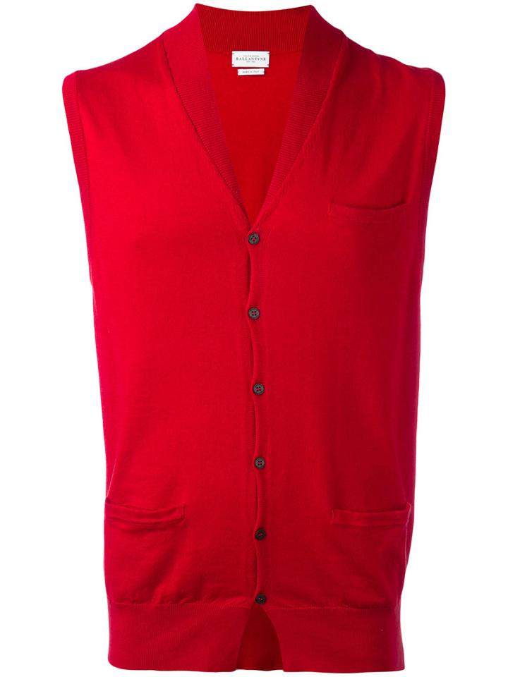 Ballantyne - V-neck Gilet - Men - Cotton/cashmere - 50, Red, Cotton/cashmere