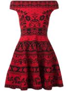 Alexander Mcqueen Floral Jacquard Mini Dress, Women's, Size: Medium, Red, Polyamide/polyester/spandex/elastane/viscose