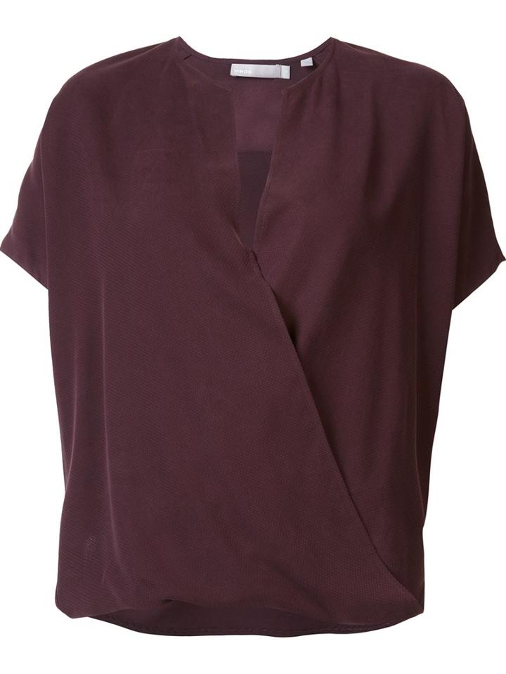 Vince V-neck Blouse, Women's, Size: Small, Pink/purple, Silk