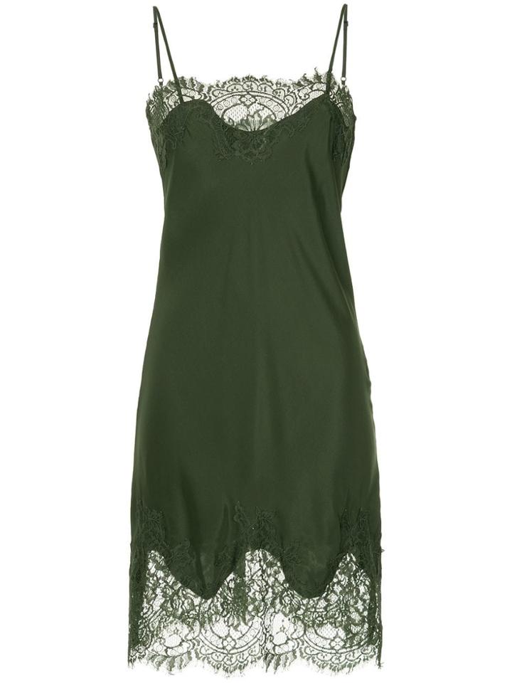 Gold Hawk Lace Trim Slip Dress - Green