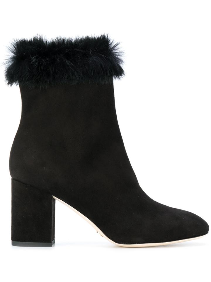 Elie Saab Fur Lined Ankle Boots - Black