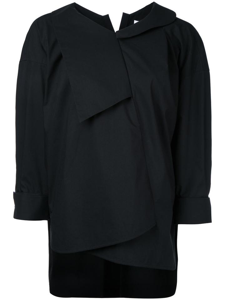 Enföld - Cropped Asymmetric Hoodie - Women - Cotton/polyester - 38, Black, Cotton/polyester