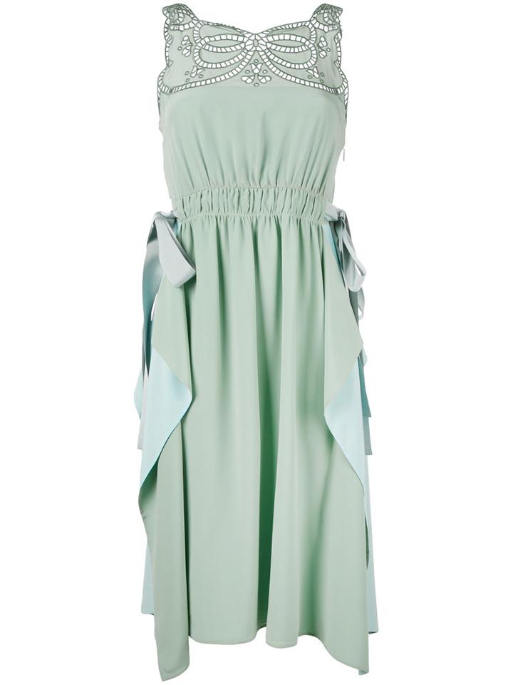 Fendi - Cut-out Dress - Women - Silk - 42, Green, Silk