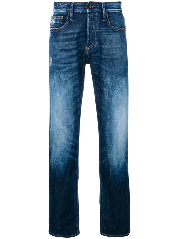 Denham Mid-rise Ice Blasted Jeans - Blue