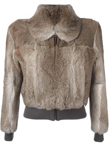 J.w.anderson Elastic Waistband Cropped Jacket, Women's, Size: 6, Nude/neutrals, Rabbit Fur