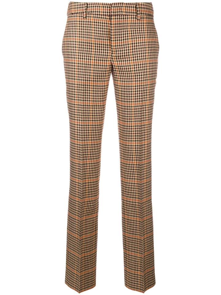Pt01 Plaid Slim Tailored Trousers - Nude & Neutrals