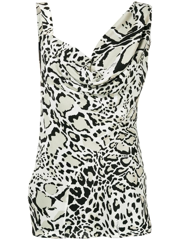 Roberto Cavalli Leopard Cowl Neck Blouse - Nude & Neutrals