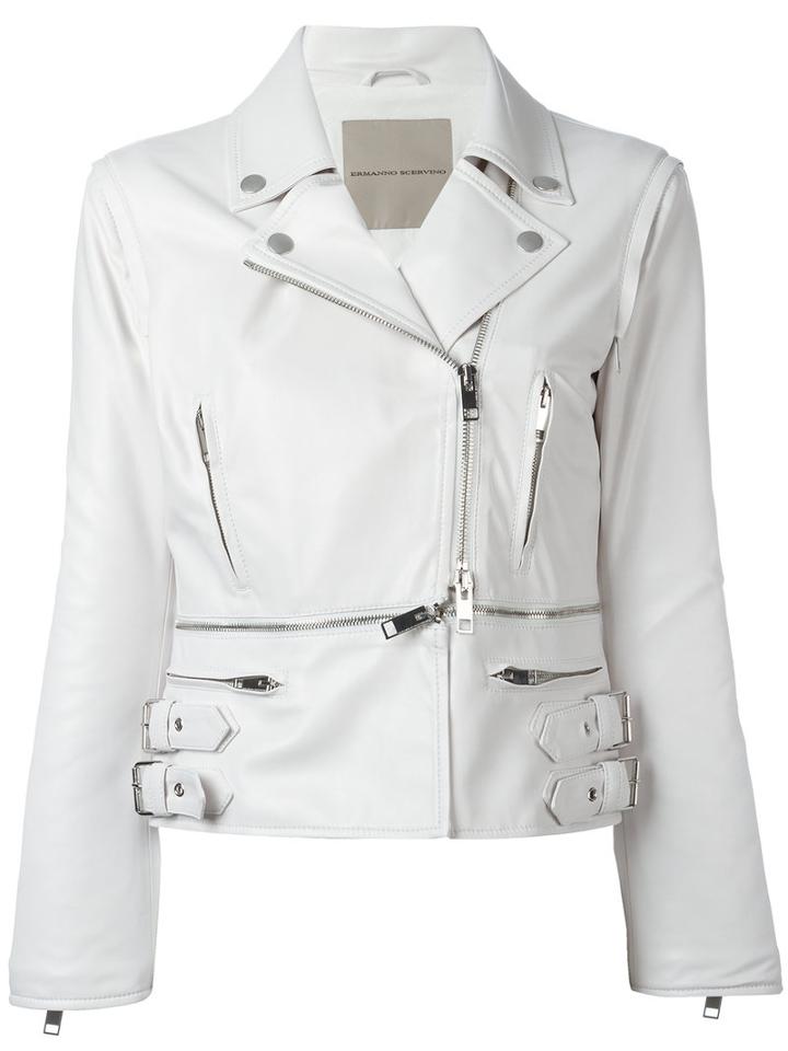 Ermanno Scervino - Zipped Details Strappy Jacket - Women - Silk/polyamide/acetate - 40, Women's, White, Silk/polyamide/acetate