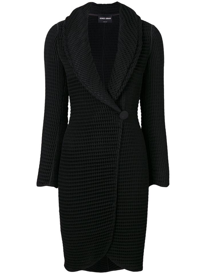 Giorgio Armani Textured Shawl Coat - Black