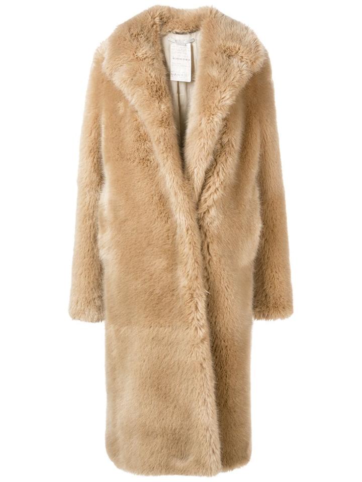 Stella Mccartney Faux-fur Midi Coat - Neutrals