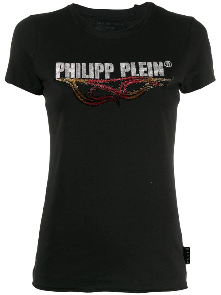 Philipp Plein Embellished Flame Logo T-shirt - Black