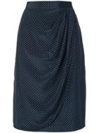 Valentino Vintage Draped Polka Dot Skirt - Blue