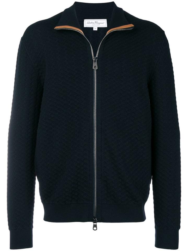 Salvatore Ferragamo Zipped Knitted Sweater - Blue
