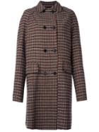 Msgm Double-breasted Plaid Coat, Women's, Size: 42, Acrylic/polyester/other Fibers